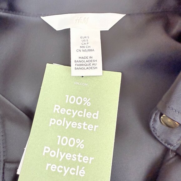 NWT H&M Satin Button-Front Shirt – Black (Recycled Polyester) S - Picture 4 of 9